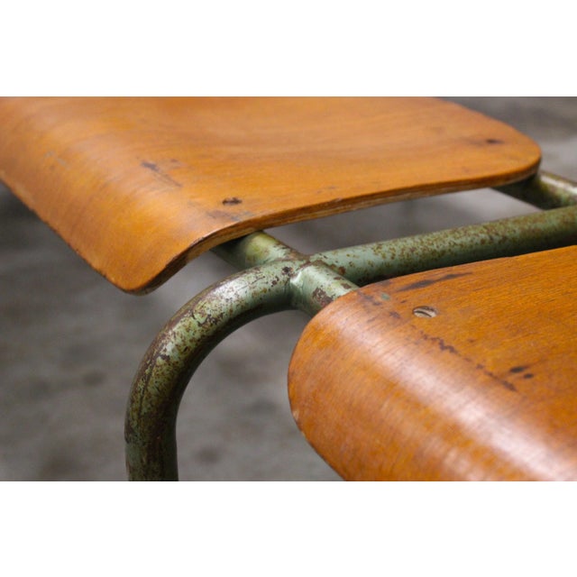 Mid-Century Modern Large French Industrial Bench from Mullca, 1950s For Sale - Image 3 of 13