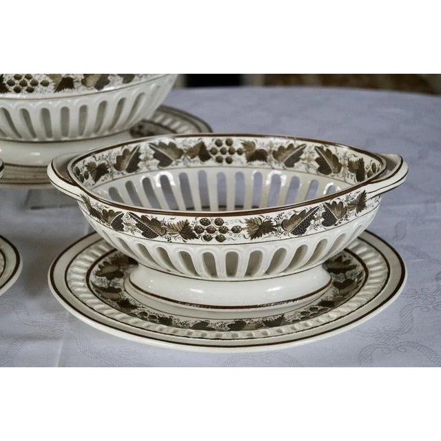 Copeland Spode Creamware Baskets with Underplate, 1800s, Set of 3 For Sale - Image 10 of 13