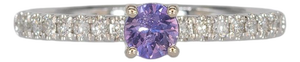 Purple Sapphire Ring With Earth-Mined Diamond Accents: Solid 14k Gold, Size 6.75