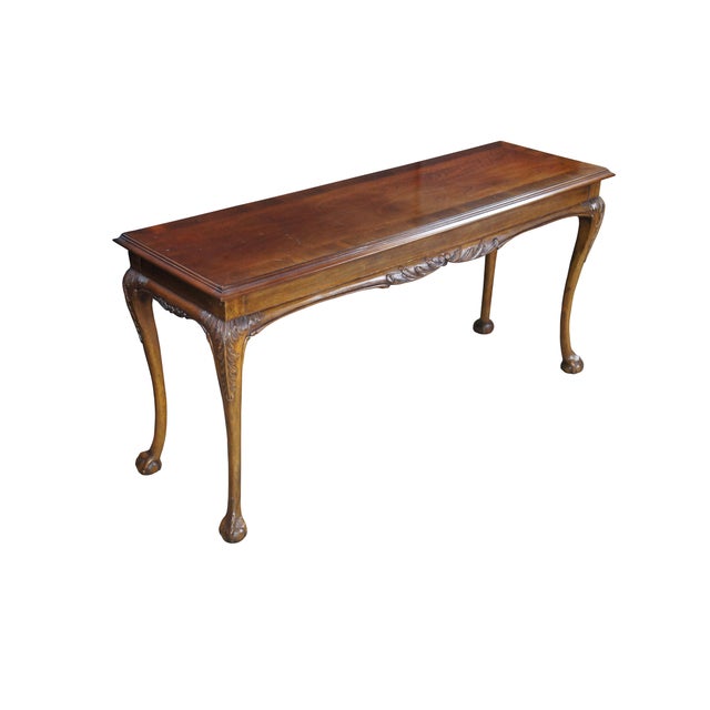 Vintage Lane sofa table / hall table / console / sideboard. Made of mahogany featuring Chippendale styling with banded...