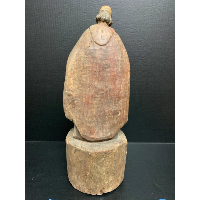 Brown 19th Century Carved Wood Religious Sculpture of Saint Augustine For Sale - Image 8 of 9