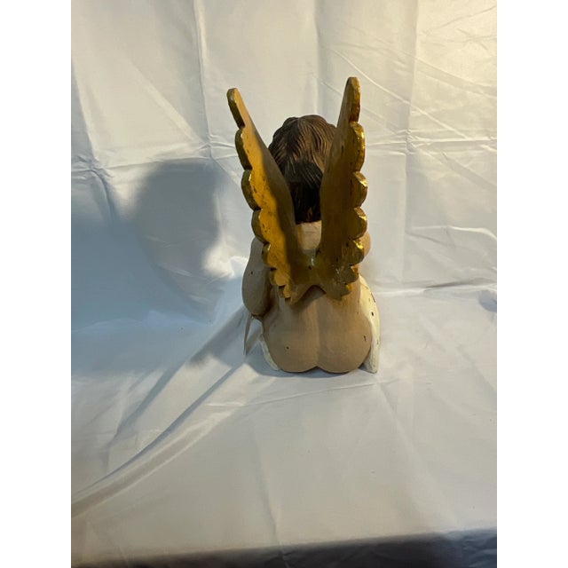 Sculpture Materials Antique Composition Angel Statue For Sale - Image 7 of 12