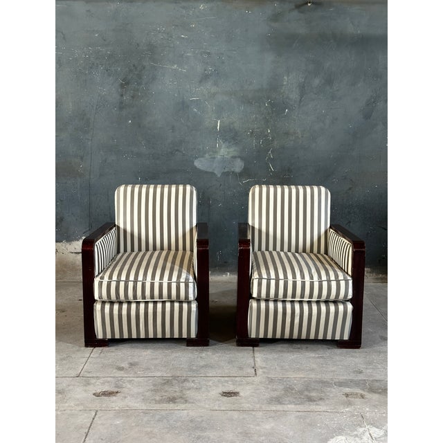 Burnt Umber Early 20th Century Pair French Art Deco Club Chairs For Sale - Image 8 of 10