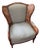 1990s Ethan Allen Regency Faux Bamboo and Cane Wingback Upholstered Chair For Sale