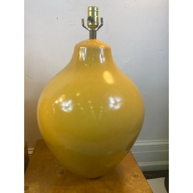 Modern 1970s Organic Modern Yellow Ceramic Lamps - a Pair For Sale - Image 3 of 7