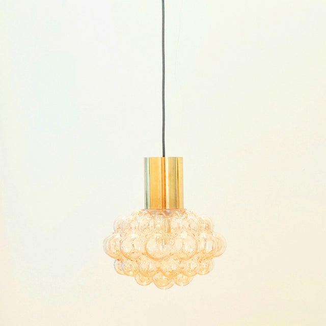 Mid-Century Modern Mid-Century Amber Bubble Glass Pendant Light by Helena Tynell for Limburg, Germany, 1960s For Sale - Image 3 of 11