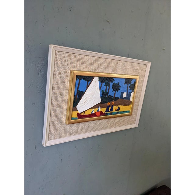 Mid-Century Modern Mid-Century Modern Swedish "Seaside" Vintage Coastal Landscape Oil Painting, Framed For Sale - Image 3 of 8