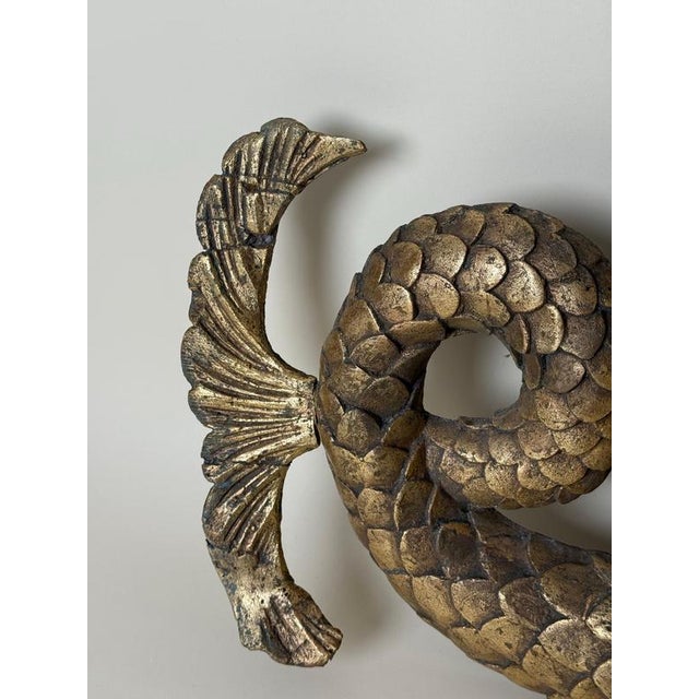 Large Mid-Century Mermaid Wall Relief Sculpture with Hand-Painted Polychrome Gilt, 1950s For Sale - Image 11 of 18