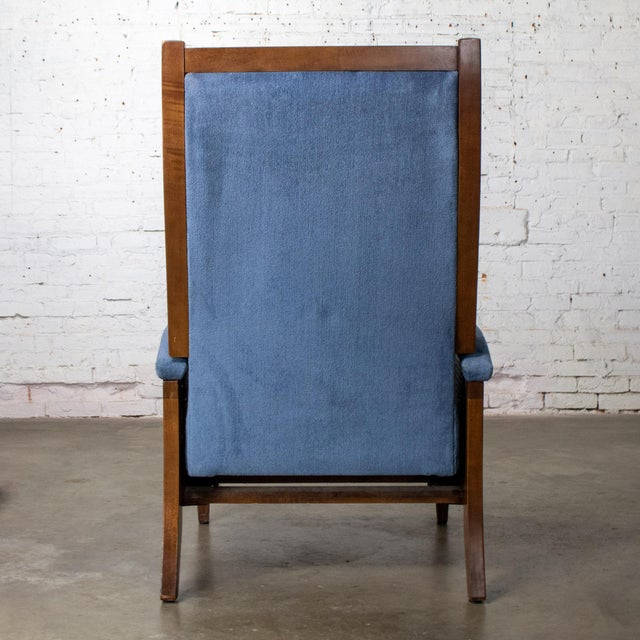 Mid to Late 20th Century Neoclassic Reclining Armchair Blue Chenille Fabric by Burris Industries For Sale - Image 10 of 18
