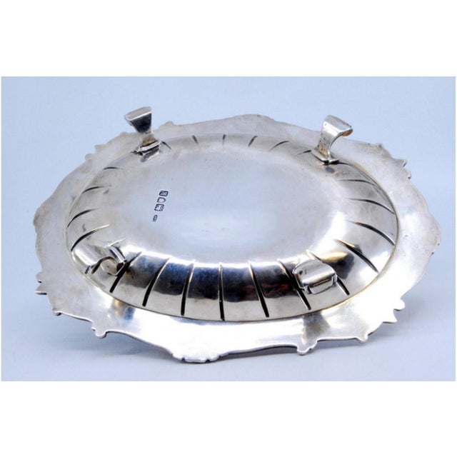 Silver Tray with Raised Bottom, Engravings and Surrounding Frieze with Scrolls For Sale - Image 3 of 11