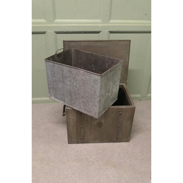 Metal Antique Industrial Chest in Steel, 1890 For Sale - Image 7 of 8