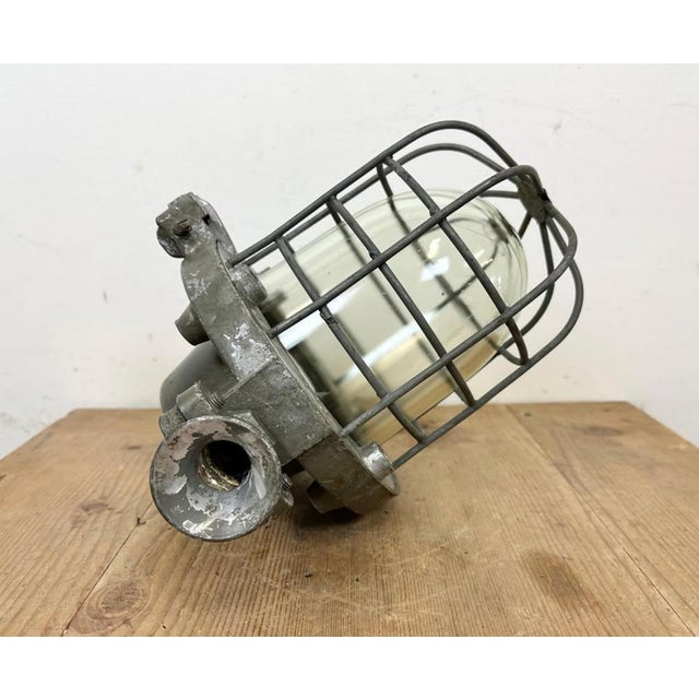 Industrial Cast Aluminium Cage Pendant Light, 1960s For Sale - Image 16 of 18