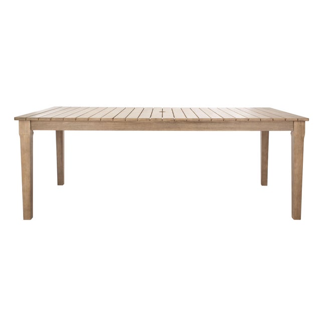Dominica Wooden Outdoor Dining Table, Natural For Sale - Image 9 of 10
