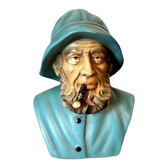 Vintage Art Pottery "Old Salt" Nautical Mariner Bust Figurine - Portugal For Sale
