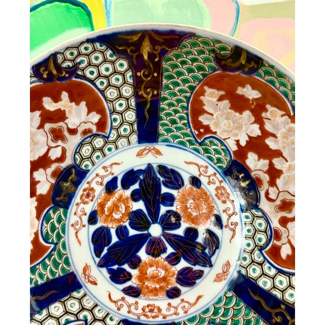 Japanese Vintage Japanese Imari Charger Plate — 12.5” — Hand‑Painted For Sale - Image 3 of 10