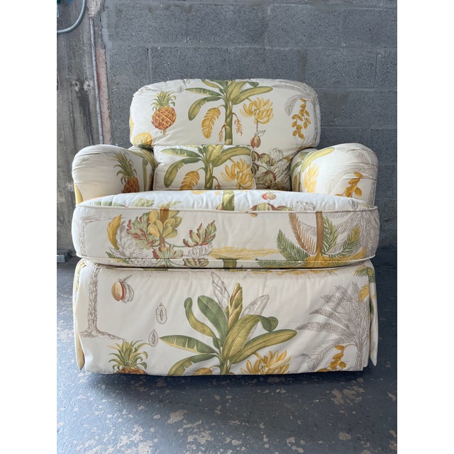 Cream Botanical Print Upholstered Lounge Chair by Sherrill Furniture Co. Circa 1980's. For Sale - Image 8 of 18