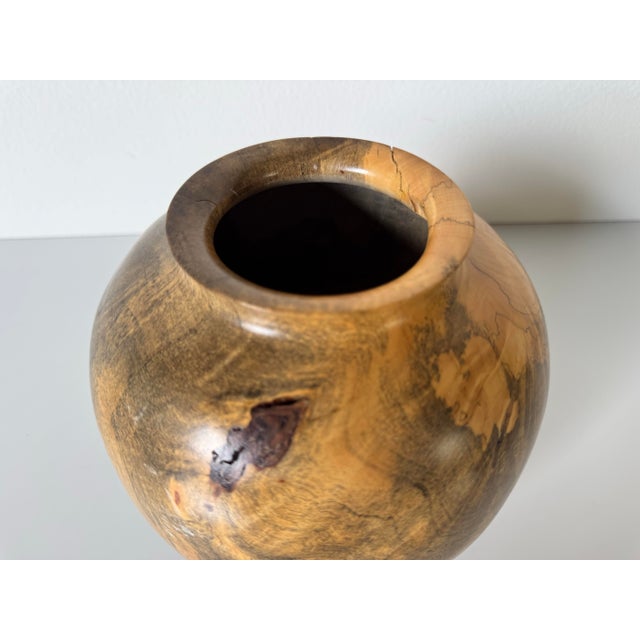 Vintage Hand-Carved Buckeye Burl Wood Vase by Jim Vander/Sold For Sale - Image 4 of 9