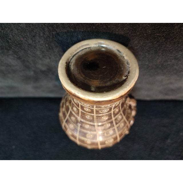 Chinese Ceramic Vase,Brown Glaze Porcelain Vase Hand Carved Cock Pattern For Sale In Seattle - Image 6 of 11