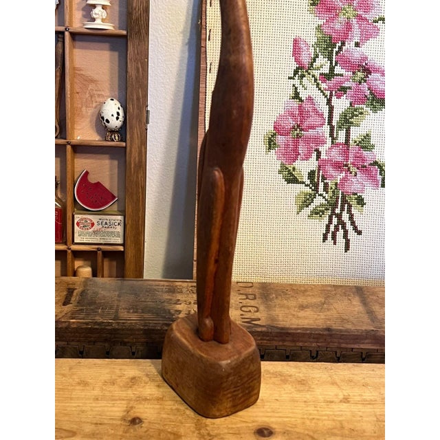 1970s 1970s Vintage Wooden Cat Sculpture For Sale - Image 5 of 9
