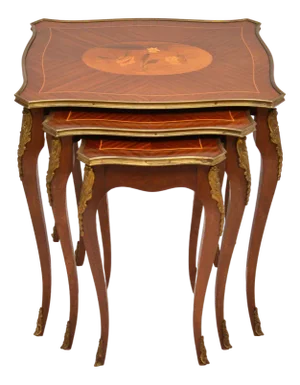 Antique French Inlaid Nesting Tables, 1930, Set of 3