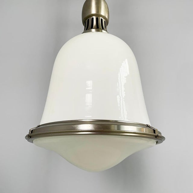 1960s Mid-Century Modern Italian Opaline Glass and Metal Pendants, 1960s, Set of 2 For Sale - Image 5 of 15