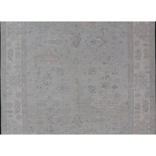 Modern All-Over Floral Oushak with Light Gray Background And Neutral Colors Keivan Woven Arts rug AWR-8468 Country of...