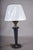 Navy Blue Leather and Brass Table Lamp with Pleated Shade, 1950s For Sale - Image 9 of 18