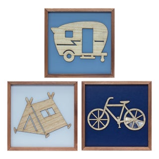 Wood Adventure Wall Frames (Set of 3) For Sale