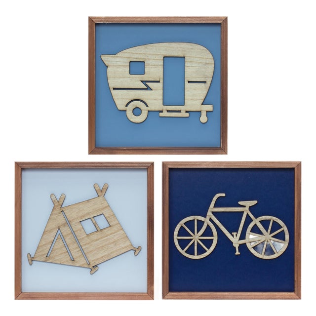 Wood Adventure Wall Frames (Set of 3) For Sale
