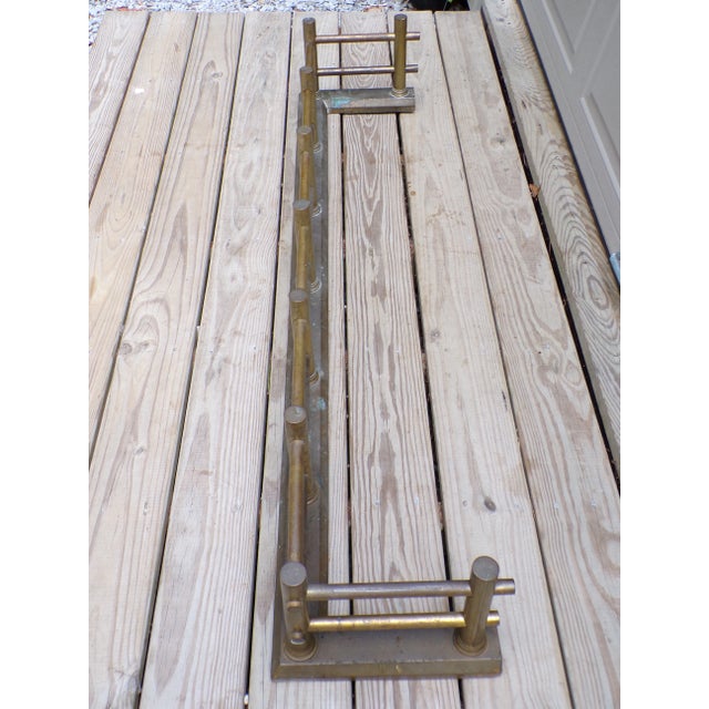 Antique Large Brass Fireplace Fender Fire Surround Early 20th Century For Sale - Image 9 of 16