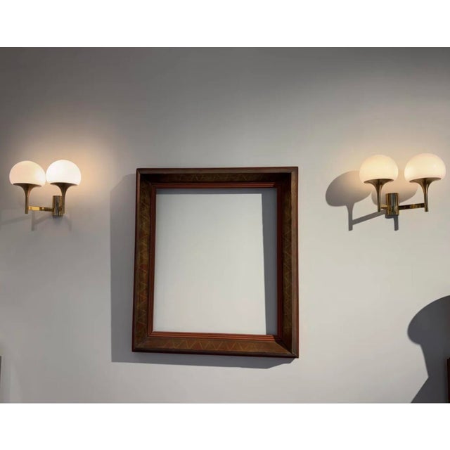 1970s Wall Sconce in Gilded Metal and Opaline Glass, 1970 For Sale - Image 5 of 7