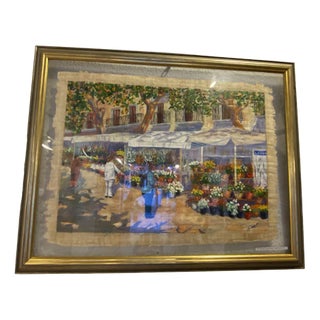 Avel, Rambla de Barcelona (Sobre Papiro), 2023, Oil on Canvas, Framed For Sale