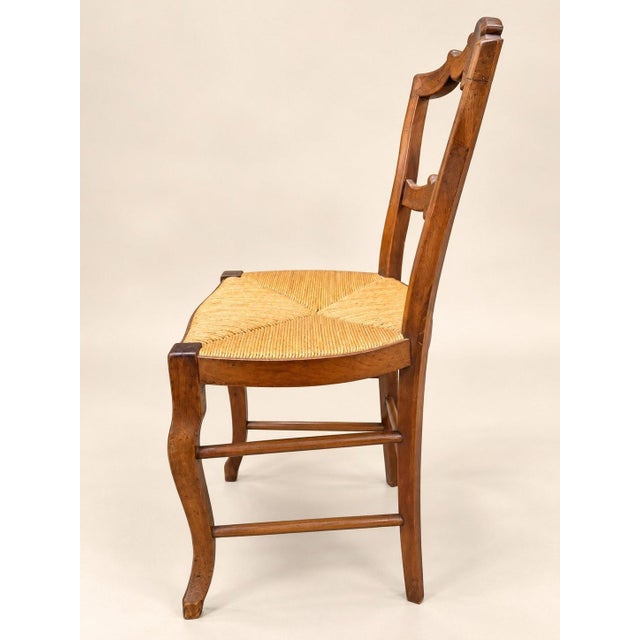Louis Philippe Chairs with Carved Backs and Rush-Seated Straw Seats, 1890s, Set of 6 For Sale - Image 6 of 8