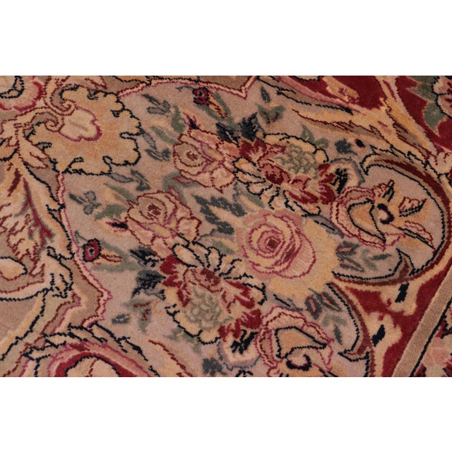 Shabby Chic Pak-Persian Green/Lt.red Wool Rug - 8'0'' X 10'3'' For Sale In New York - Image 6 of 9