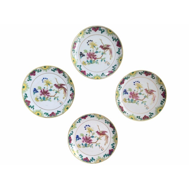 PLEASE READ ENTIRE DESCRIPTION Vintage (1890-1920) Set of 4 Hand Painted Chinoiserie Porcelain Nippon Plates with a Floral...