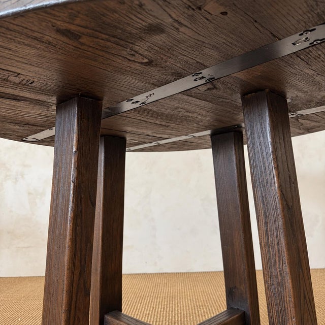 Brown Hana Dining Table in Reclaimed Elm Wood- Dark Walnut -by Bloom Home 42″ For Sale - Image 8 of 14