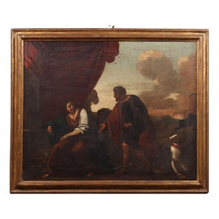 Biblical Scene with Tamar and Judah, 1600s, Oil on Canvas, Framed For Sale