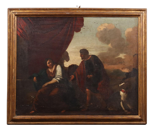 Biblical Scene with Tamar and Judah, 1600s, Oil on Canvas, Framed