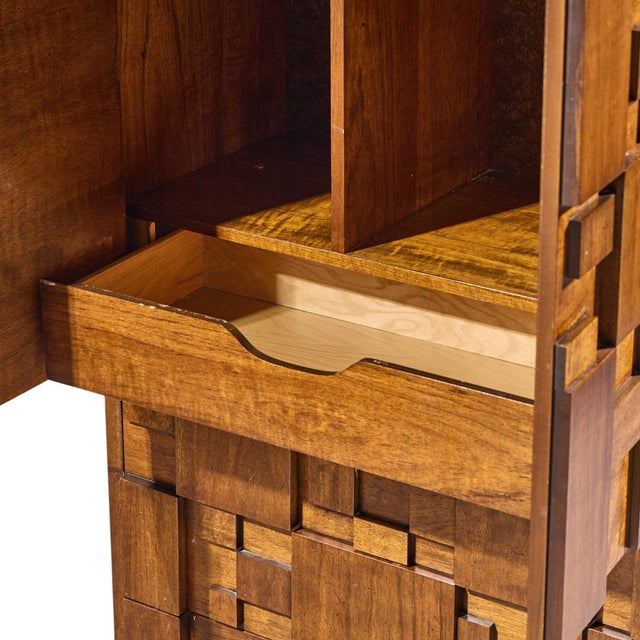 Wood Lane Staccato Brutalist Mid Century Walnut Armoire Dresser For Sale - Image 7 of 10