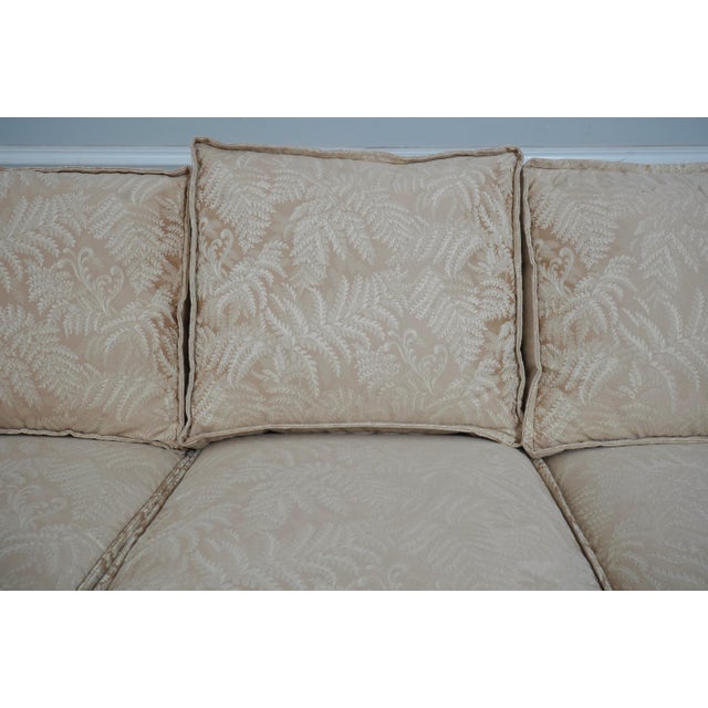 Ethan Allen Off White Damask Upholstered Rolled Arm Sofa For Sale - Image 15 of 18