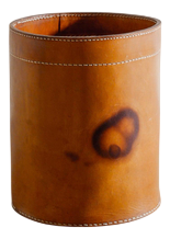 Vintage Danish Decorative Paper Bin in Patinated Leather, 1960s