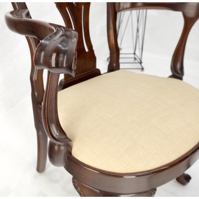 Set of 10 New Linen Upholstery Walnut Dining Chairs by Henredon Mint For Sale - Image 11 of 16
