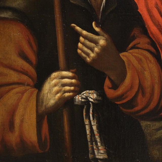 Spanish Artist, Christ and the Disciples of Emmaus, 1640, Oil on Canvas For Sale - Image 10 of 15