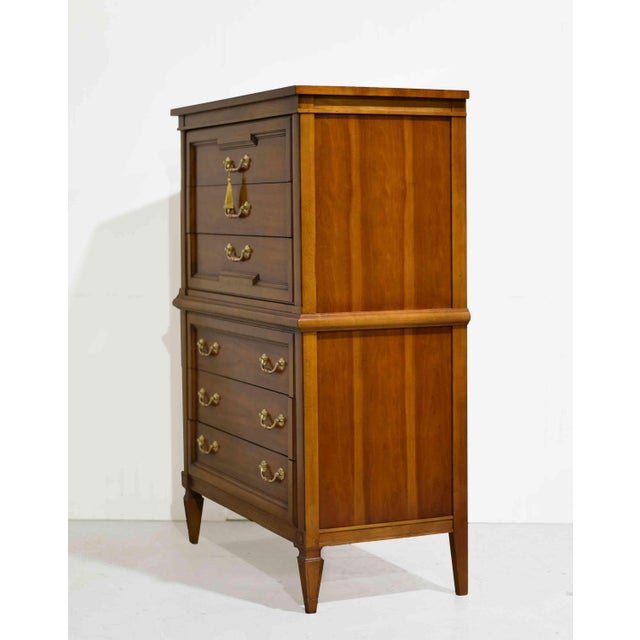 Wood Mid Century Transitional 6-Drawer Chest With Brass Hardware by Thomasville For Sale - Image 7 of 15