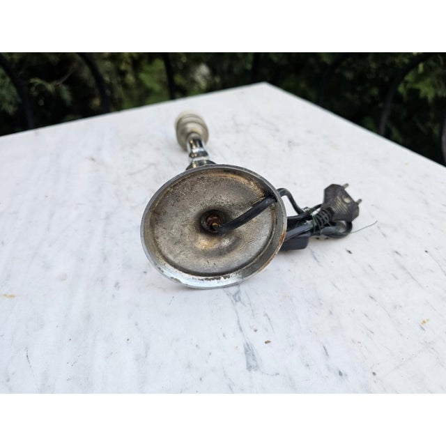 Metal Vintage Art Deco Nickel-Plated Table Lamp, 1940s For Sale - Image 7 of 8