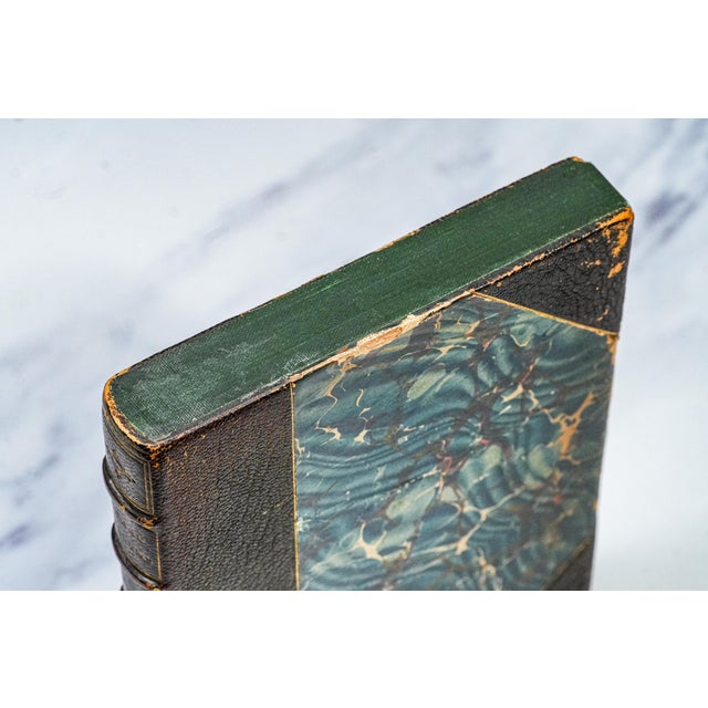 Neat Faux Antique Leather Book Hidden Safe Folio Desk Home Decor For Sale - Image 9 of 13
