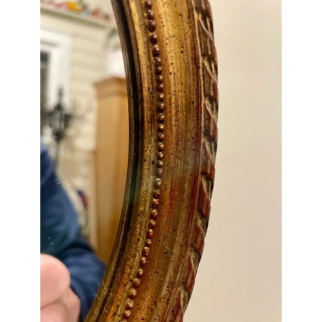 Hollywood Regency Vintage Gilt Italian Oval Mirror For Sale - Image 3 of 7