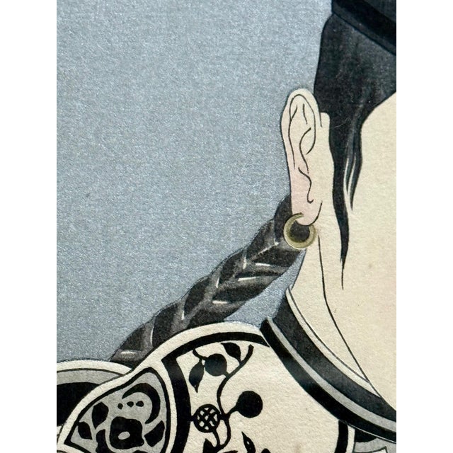 Framed Rare Japanese Woodblock Print Le Lotus Noir Chine by Paul Jacoulet For Sale In Atlanta - Image 6 of 16