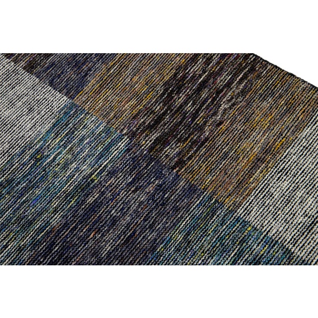 Textile Modern Apadana's Safi Collection Handmade Abstract Earthy Tone Designed Wool Rug For Sale - Image 7 of 11