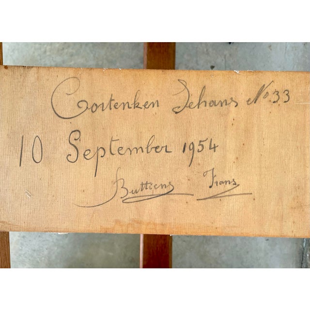 Brown 1950s Signed and Dated Midcentury French Oak Trestle Table For Sale - Image 8 of 8